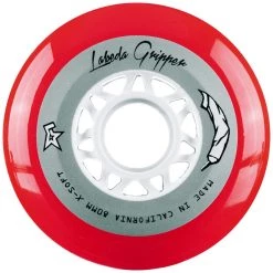 Labeda Indoor Gripper Inline Skate Wheels (4 Pack Red/Wht)